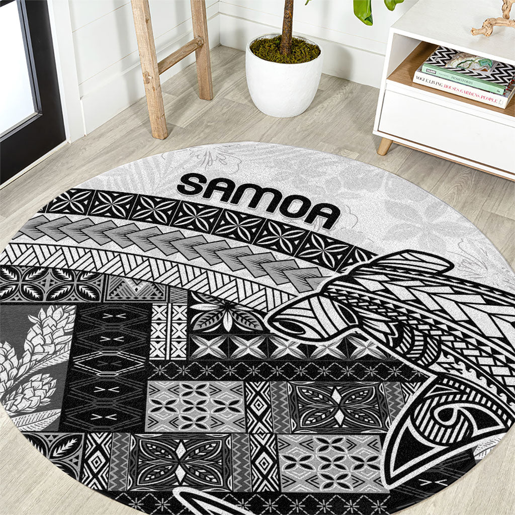 Samoa Mamanu Siapo Classic Black Round Carpet Tatau Malie LT7 Black - Polynesian Pride