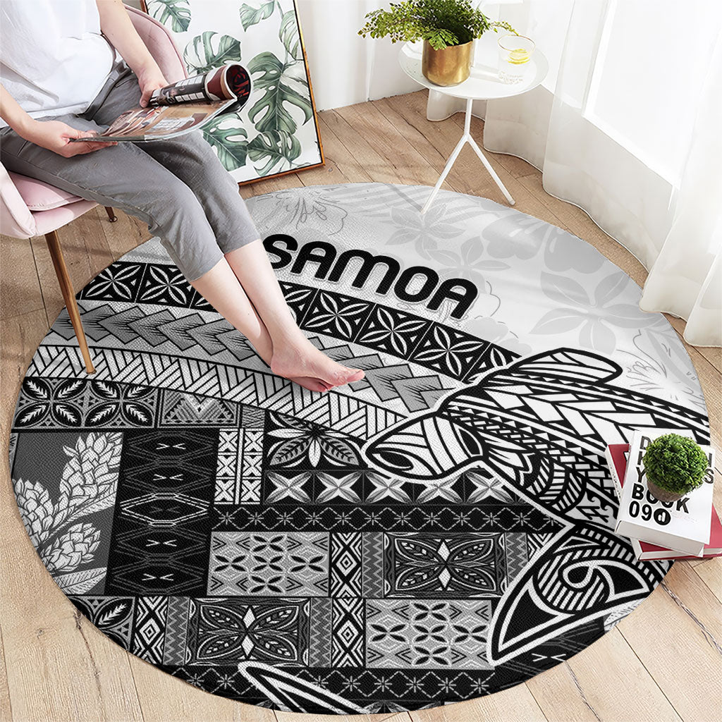 Samoa Mamanu Siapo Classic Black Round Carpet Tatau Malie LT7 - Polynesian Pride