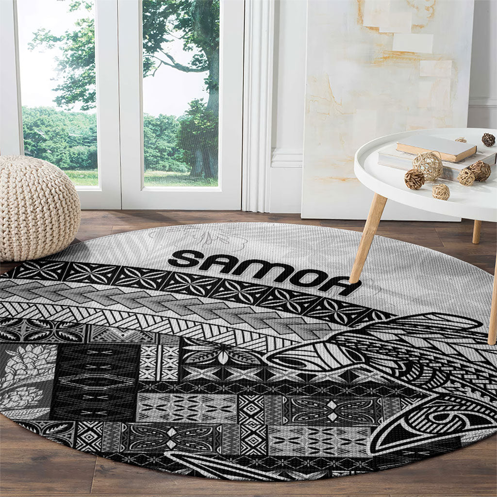 Samoa Mamanu Siapo Classic Black Round Carpet Tatau Malie LT7 - Polynesian Pride