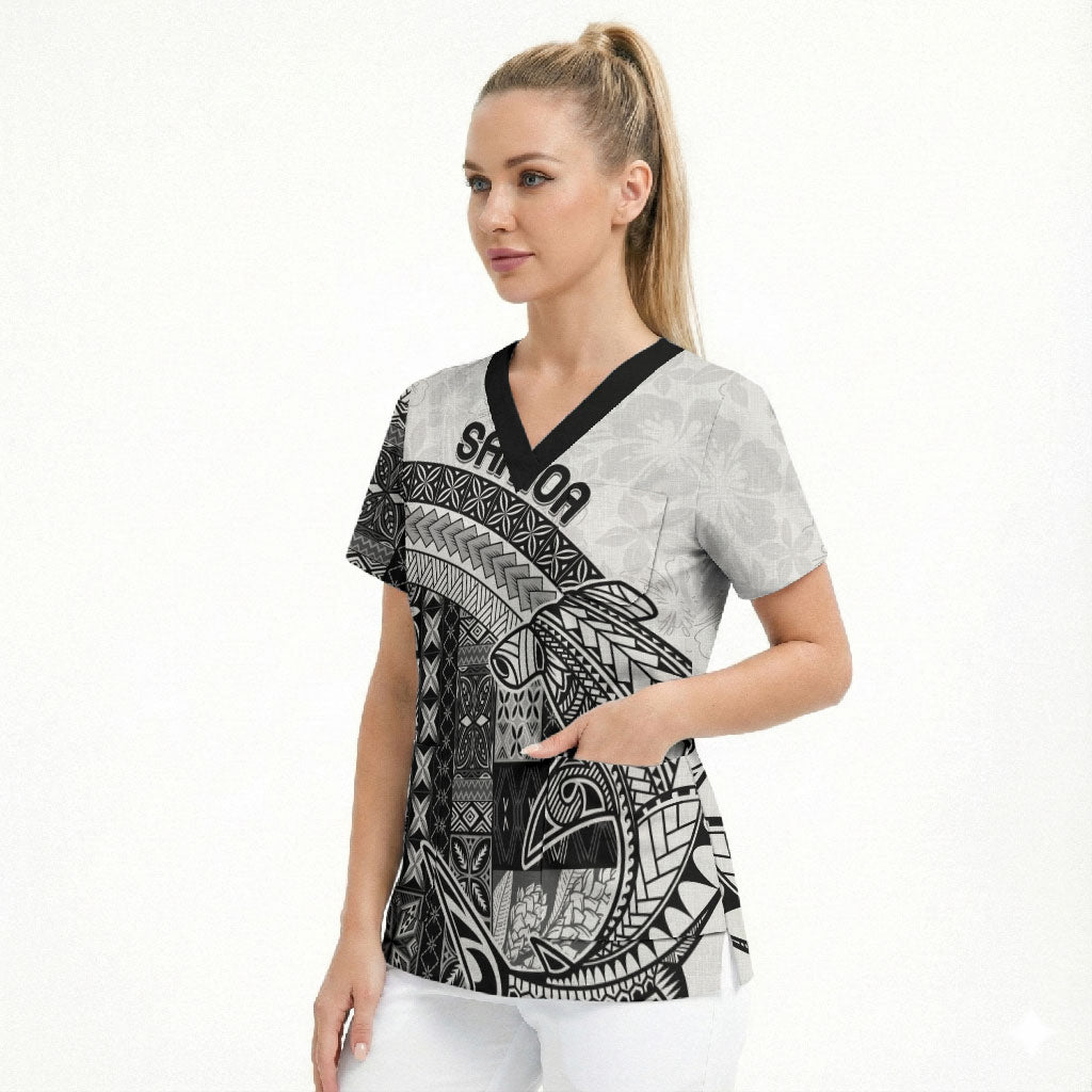 Samoa Mamanu Siapo Classic Black Scrub Top Tatau Malie LT7 - Polynesian Pride