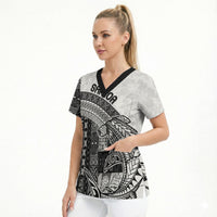Samoa Mamanu Siapo Classic Black Scrub Top Tatau Malie LT7 - Polynesian Pride