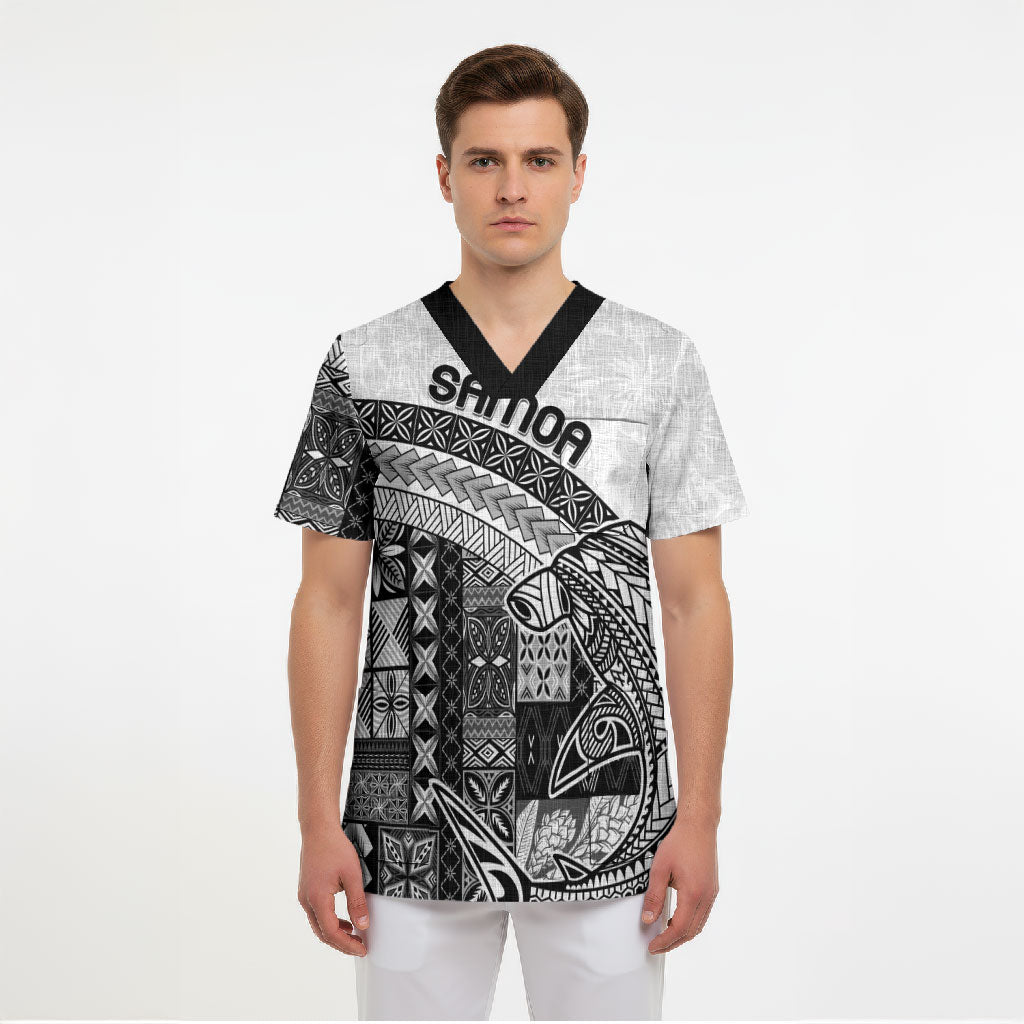 Samoa Mamanu Siapo Classic Black Scrub Top Tatau Malie LT7 - Polynesian Pride