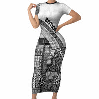 Samoa Mamanu Siapo Classic Black Short Sleeve Bodycon Dress Tatau Malie LT7 Long Dress Black - Polynesian Pride