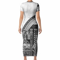 Samoa Mamanu Siapo Classic Black Short Sleeve Bodycon Dress Tatau Malie LT7 - Polynesian Pride