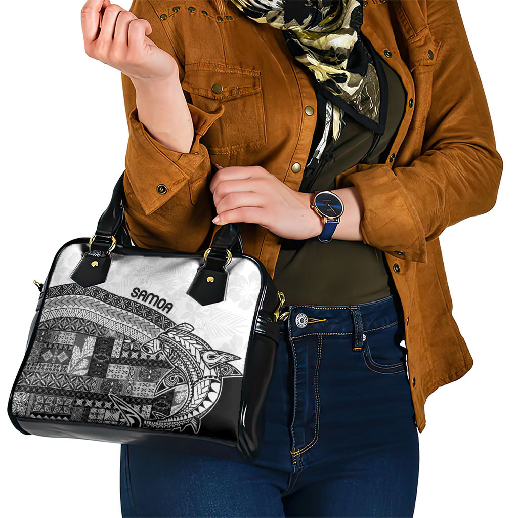 Samoa Mamanu Siapo Classic Black Shoulder Handbag Tatau Malie LT7 - Polynesian Pride