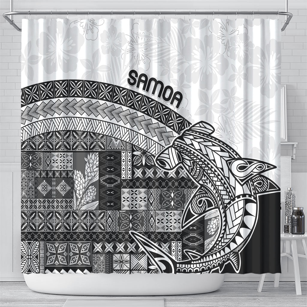 Samoa Mamanu Siapo Classic Black Shower Curtain Tatau Malie LT7 - Polynesian Pride