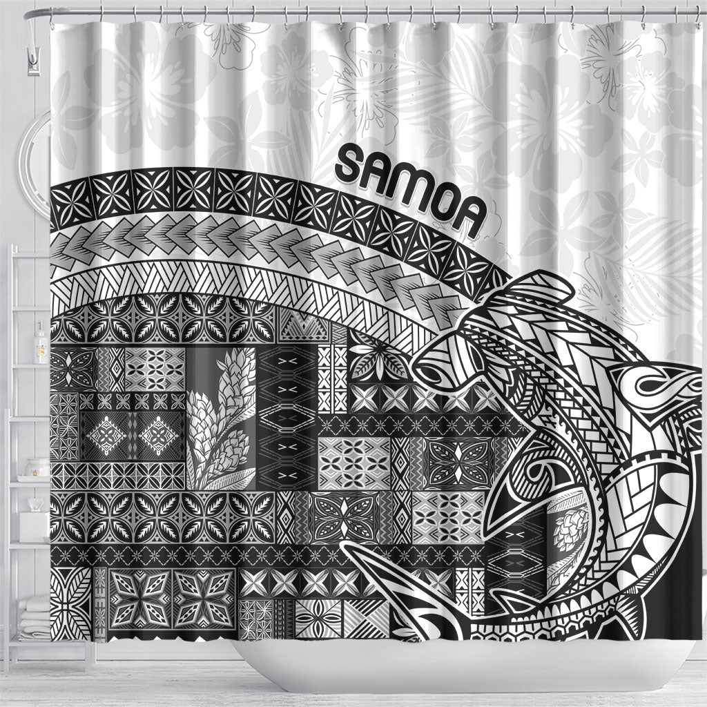 Samoa Mamanu Siapo Classic Black Shower Curtain Tatau Malie LT7 - Polynesian Pride