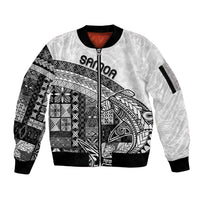 Samoa Mamanu Siapo Classic Black Sleeve Zip Bomber Jacket Tatau Malie LT7 Unisex Black - Polynesian Pride