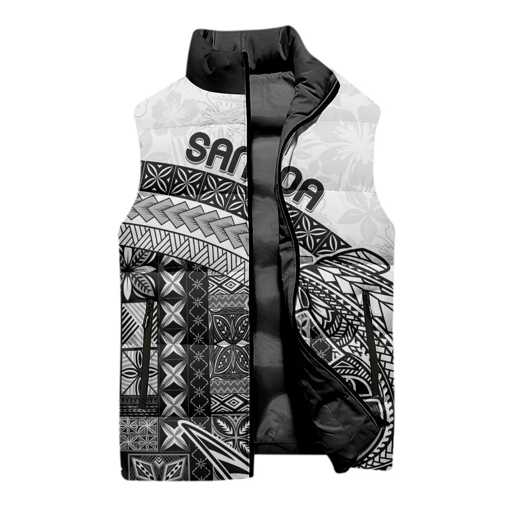 Samoa Mamanu Siapo Classic Black Sleeveless Puffer Jacket Tatau Malie LT7 - Polynesian Pride
