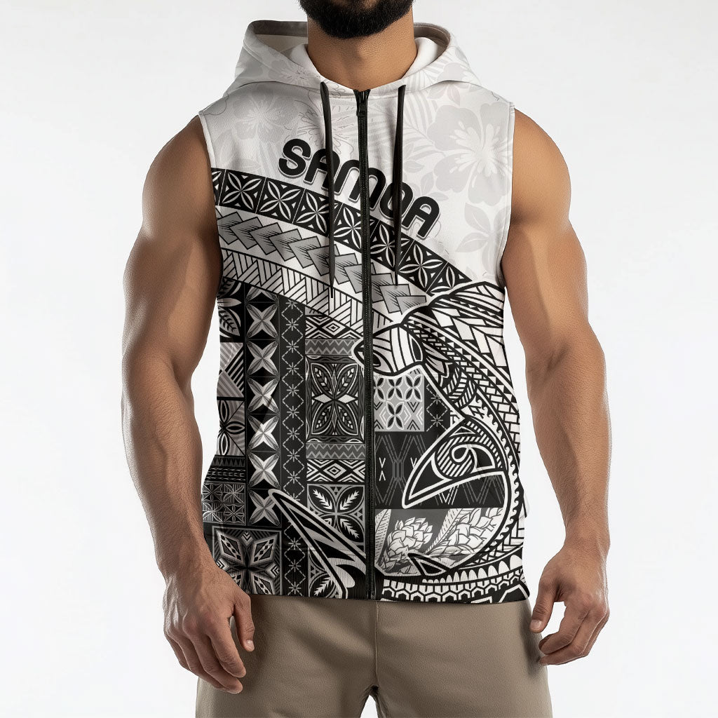 Samoa Mamanu Siapo Classic Black Sleeveless Zip Hoodie Tatau Malie LT7 - Polynesian Pride