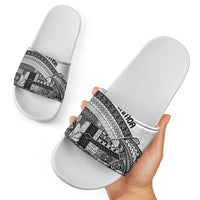 Samoa Mamanu Siapo Classic Black Slide Sandals Tatau Malie LT7 - Polynesian Pride