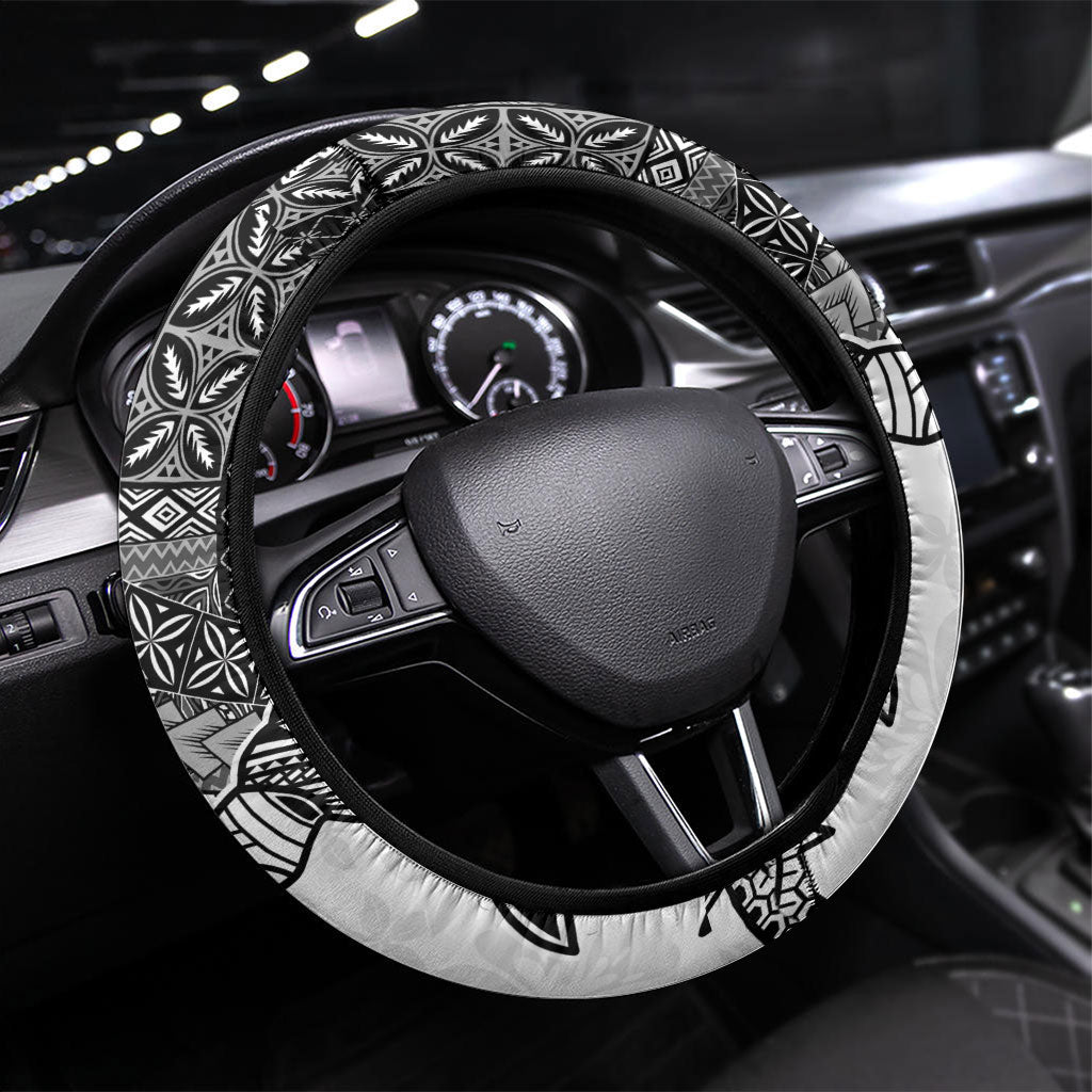 Samoa Mamanu Siapo Classic Black Steering Wheel Cover Tatau Malie LT7 Universal Fit Black - Polynesian Pride