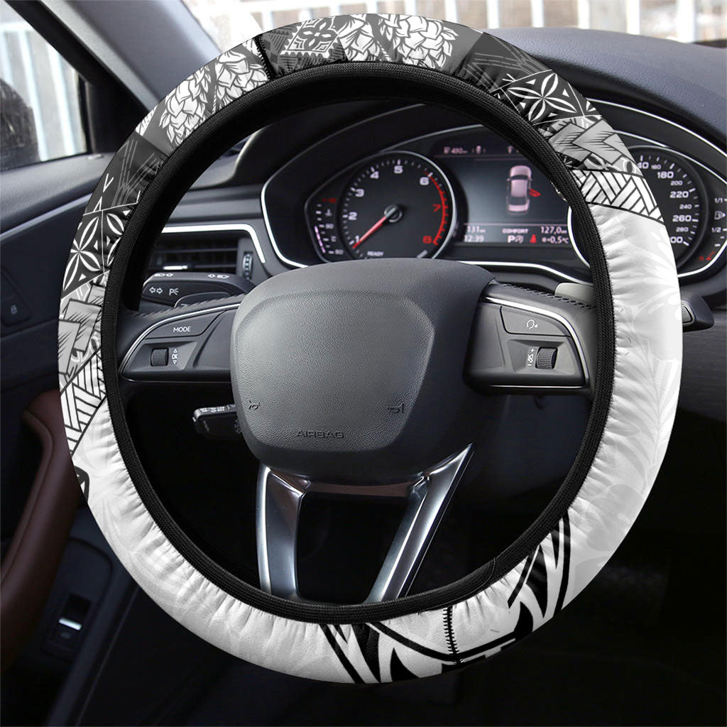 Samoa Mamanu Siapo Classic Black Steering Wheel Cover Tatau Malie LT7 - Polynesian Pride