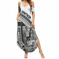 Samoa Mamanu Siapo Classic Black Summer Maxi Dress Tatau Malie LT7 Women Black - Polynesian Pride
