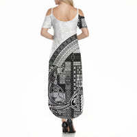 Samoa Mamanu Siapo Classic Black Summer Maxi Dress Tatau Malie LT7 - Polynesian Pride