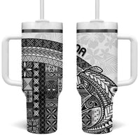 Samoa Mamanu Siapo Classic Black Tumbler With Handle Tatau Malie LT7 One Size: 40 oz Black - Polynesian Pride