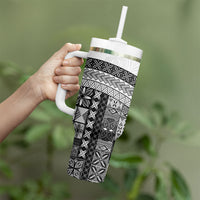 Samoa Mamanu Siapo Classic Black Tumbler With Handle Tatau Malie LT7 - Polynesian Pride