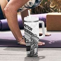 Samoa Mamanu Siapo Classic Black Tumbler With Handle Tatau Malie LT7 - Polynesian Pride