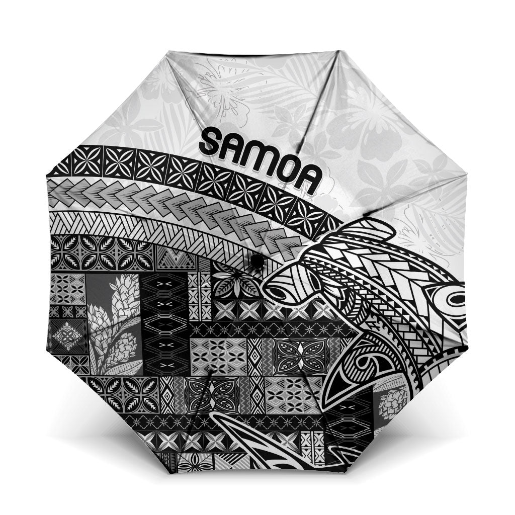 Samoa Mamanu Siapo Classic Black Umbrella Tatau Malie LT7 One Size Folded 11.42 inch Opened Diameter 37.4 inch Black - Polynesian Pride
