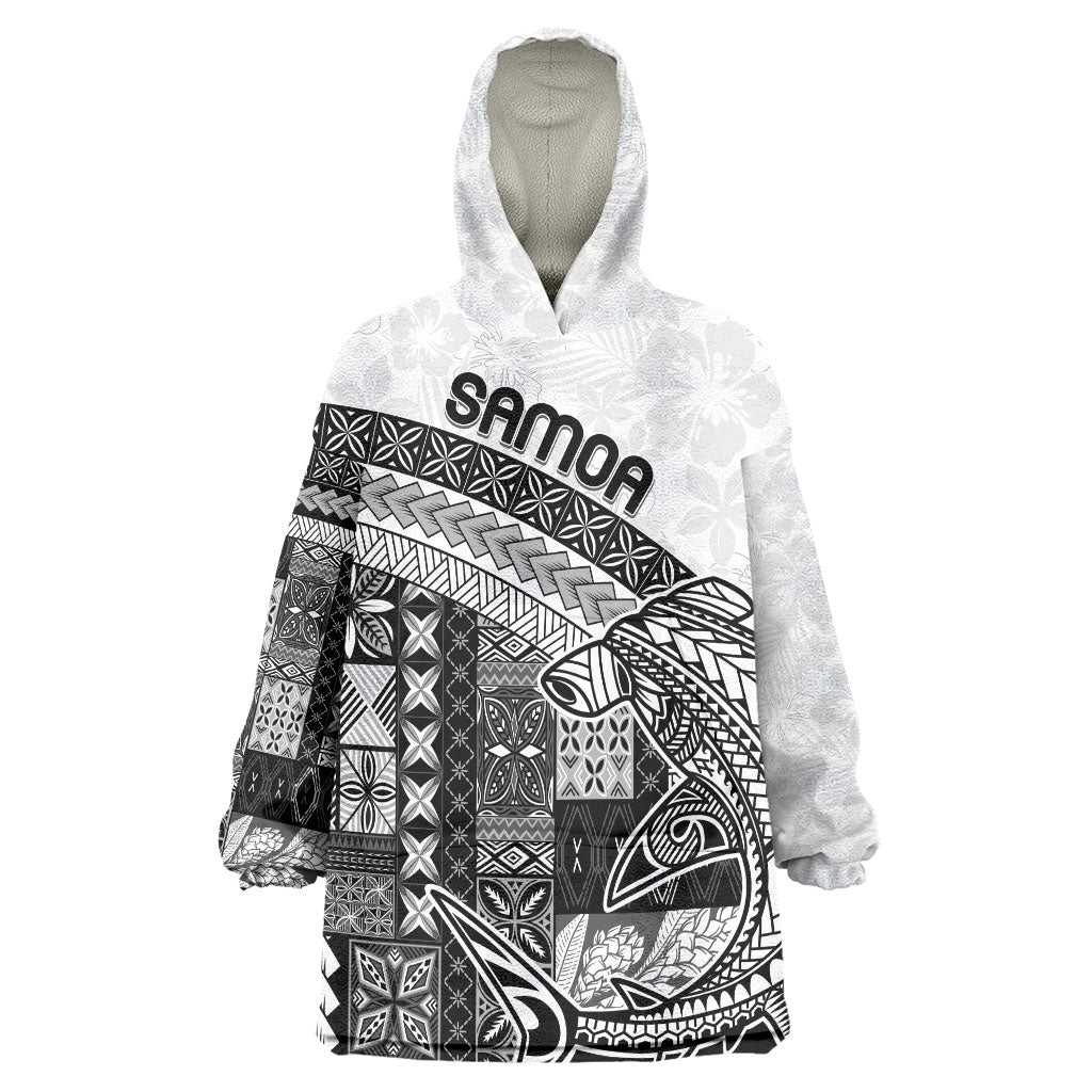 Samoa Mamanu Siapo Classic Black Wearable Blanket Hoodie Tatau Malie LT7 One Size Black - Polynesian Pride