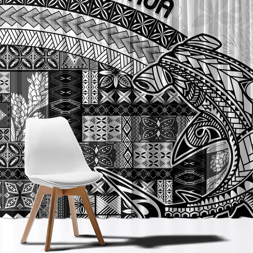 Samoa Mamanu Siapo Classic Black Window Curtain Tatau Malie LT7 - Polynesian Pride