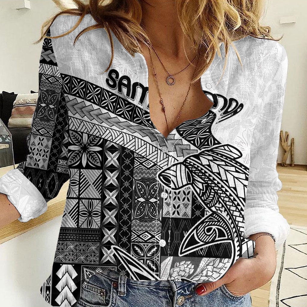 Samoa Mamanu Siapo Classic Black Women Casual Shirt Tatau Malie LT7 Female Black - Polynesian Pride