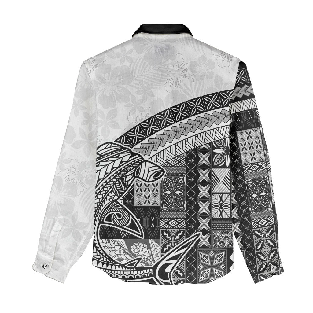 Samoa Mamanu Siapo Classic Black Women Casual Shirt Tatau Malie LT7 - Polynesian Pride