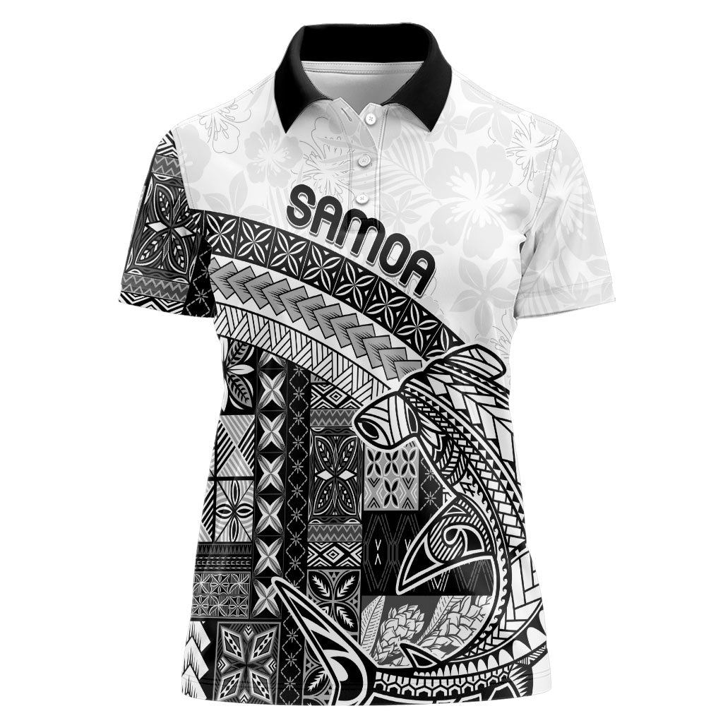 Samoa Mamanu Siapo Classic Black Women Polo Shirt Tatau Malie LT7 Female Black - Polynesian Pride
