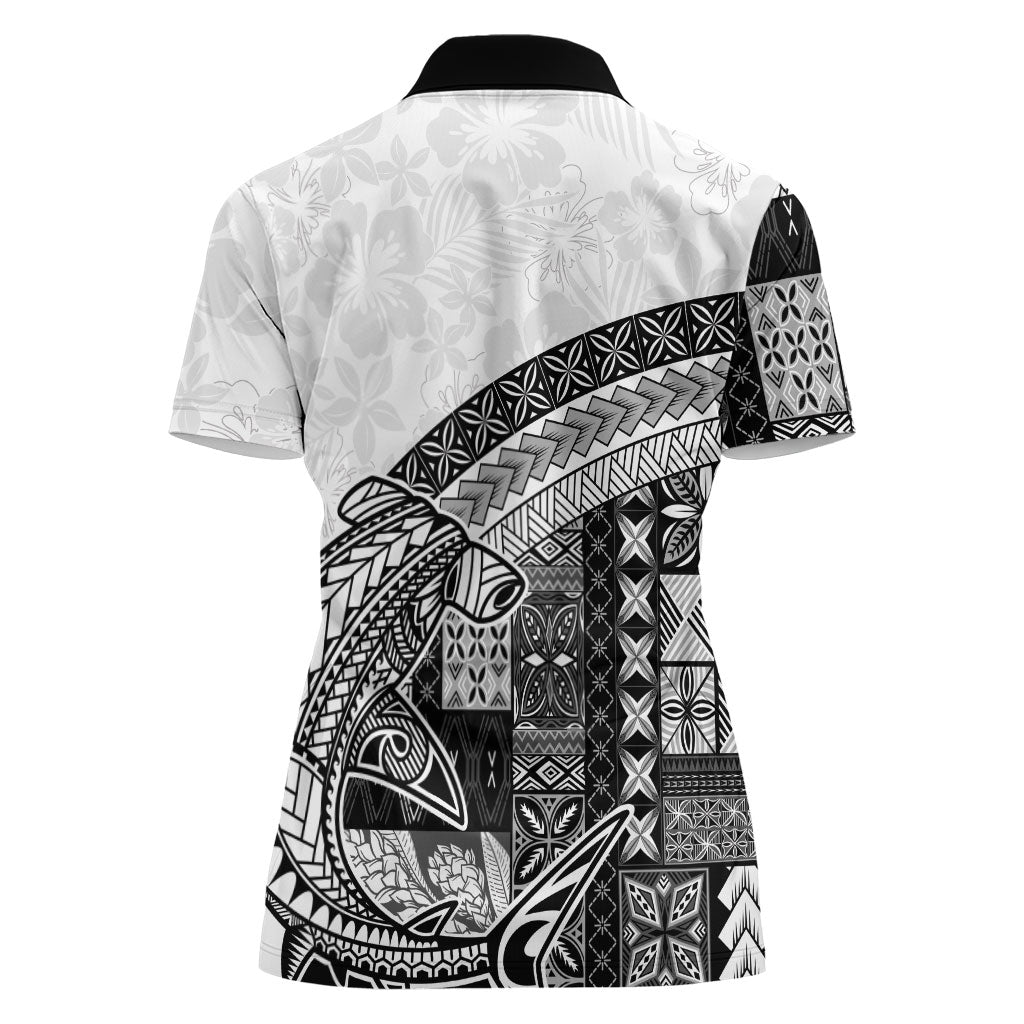 Samoa Mamanu Siapo Classic Black Women Polo Shirt Tatau Malie LT7 - Polynesian Pride
