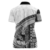 Samoa Mamanu Siapo Classic Black Women Polo Shirt Tatau Malie LT7 - Polynesian Pride