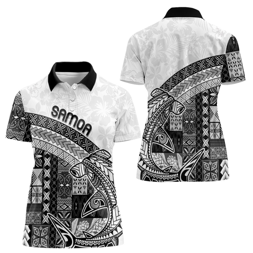 Samoa Mamanu Siapo Classic Black Women Polo Shirt Tatau Malie LT7 - Polynesian Pride