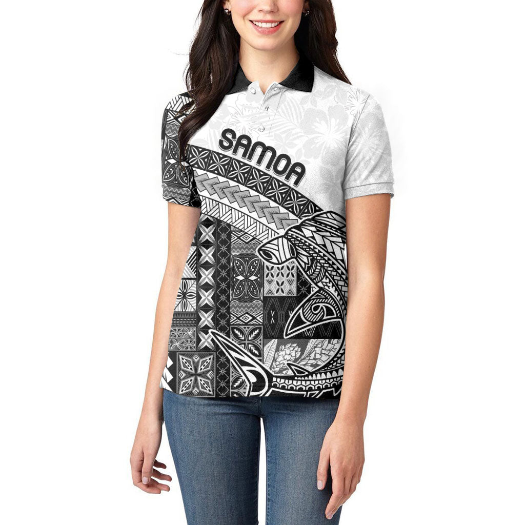 Samoa Mamanu Siapo Classic Black Women Polo Shirt Tatau Malie LT7 - Polynesian Pride