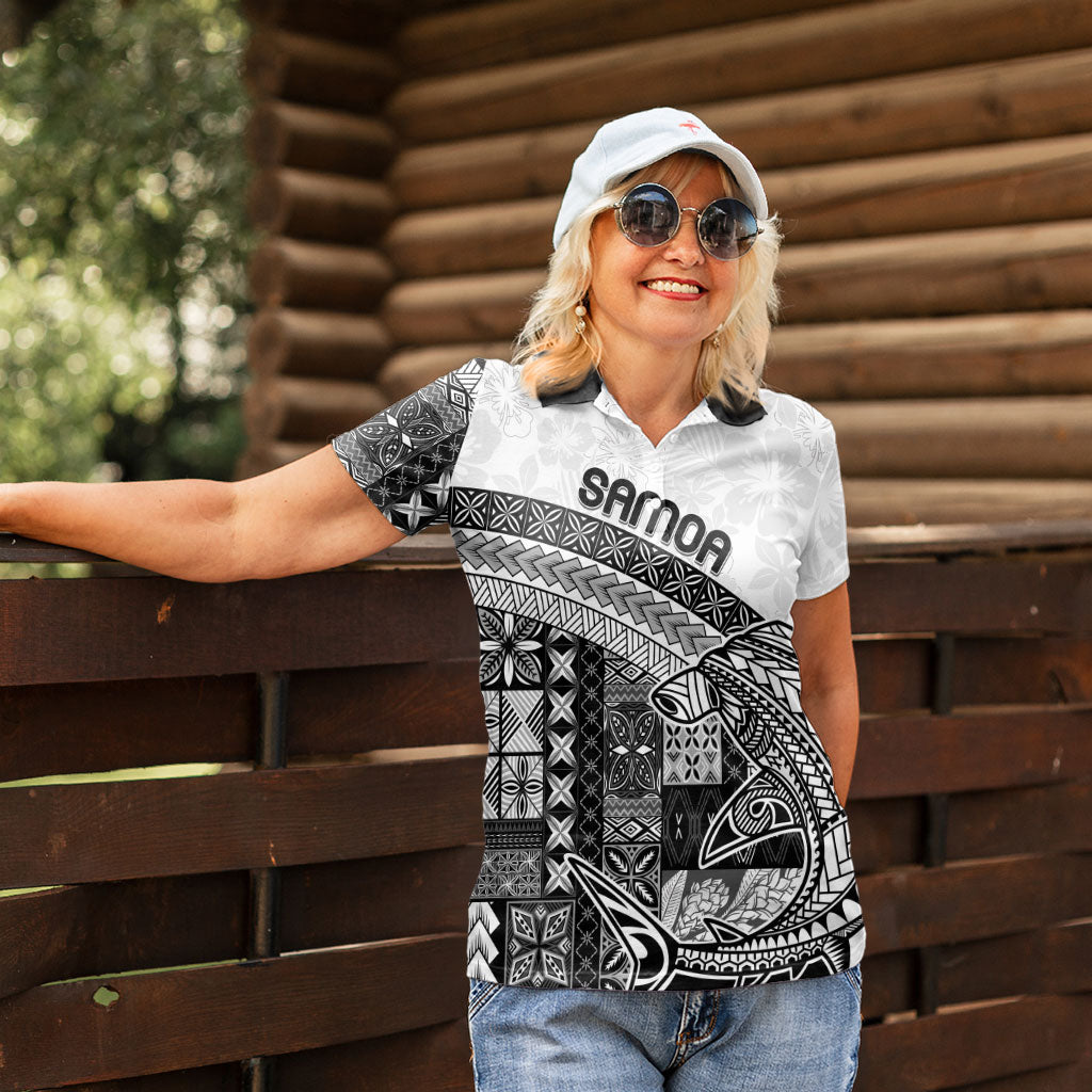 Samoa Mamanu Siapo Classic Black Women Polo Shirt Tatau Malie LT7 - Polynesian Pride