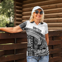 Samoa Mamanu Siapo Classic Black Women Polo Shirt Tatau Malie LT7 - Polynesian Pride