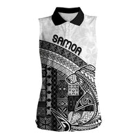 Samoa Mamanu Siapo Classic Black Women Sleeveless Polo Shirt Tatau Malie LT7 Female Black - Polynesian Pride
