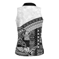 Samoa Mamanu Siapo Classic Black Women Sleeveless Polo Shirt Tatau Malie LT7 - Polynesian Pride