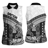 Samoa Mamanu Siapo Classic Black Women Sleeveless Polo Shirt Tatau Malie LT7 - Polynesian Pride