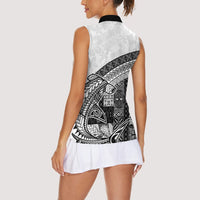 Samoa Mamanu Siapo Classic Black Women Sleeveless Polo Shirt Tatau Malie LT7 - Polynesian Pride