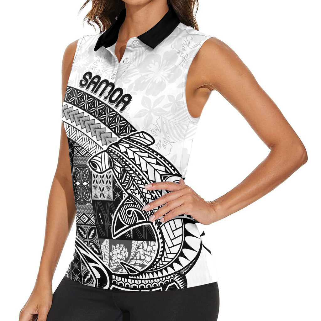 Samoa Mamanu Siapo Classic Black Women Sleeveless Polo Shirt Tatau Malie LT7 - Polynesian Pride
