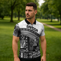 Samoa Mamanu Siapo Classic Black Zipper Polo Shirt Tatau Malie LT7 - Polynesian Pride