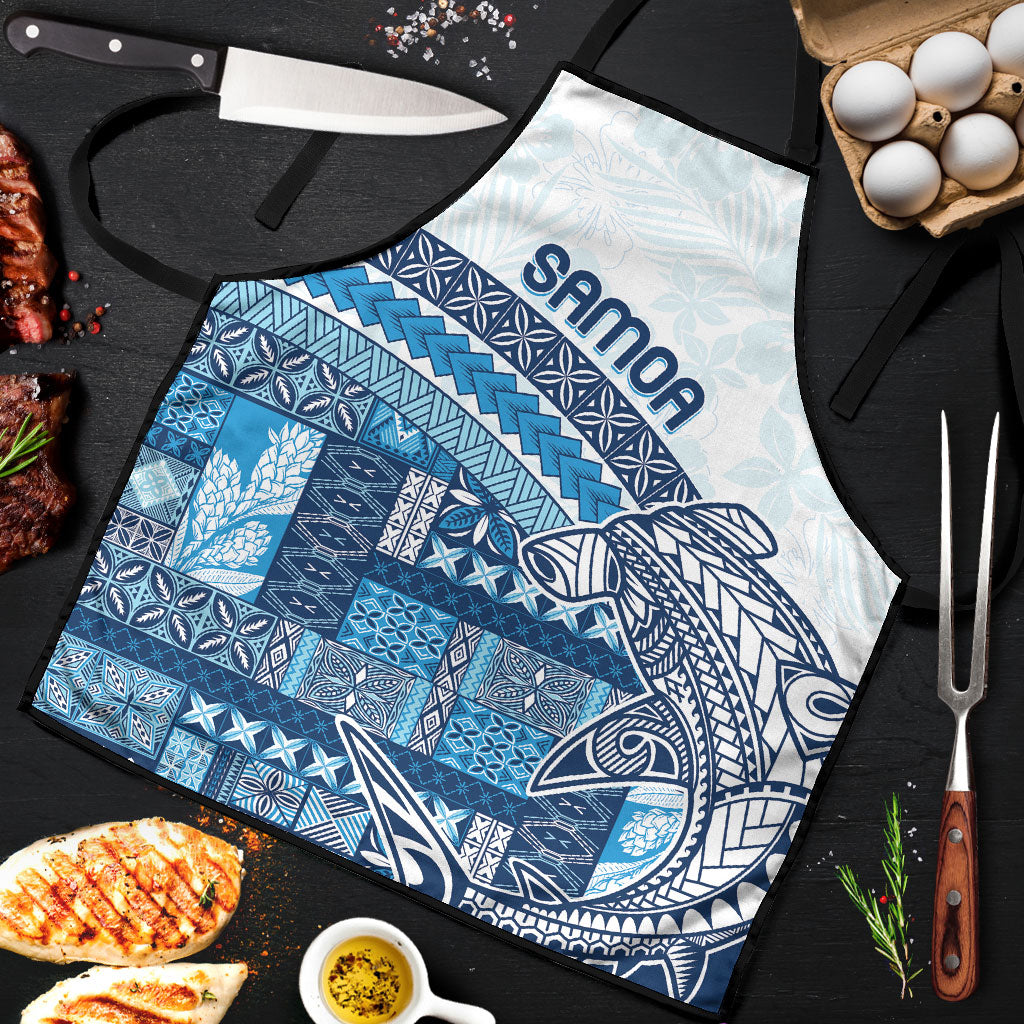 Samoa Mamanu Siapo Royal Blue Apron Tatau Malie LT7 Royal Blue - Polynesian Pride