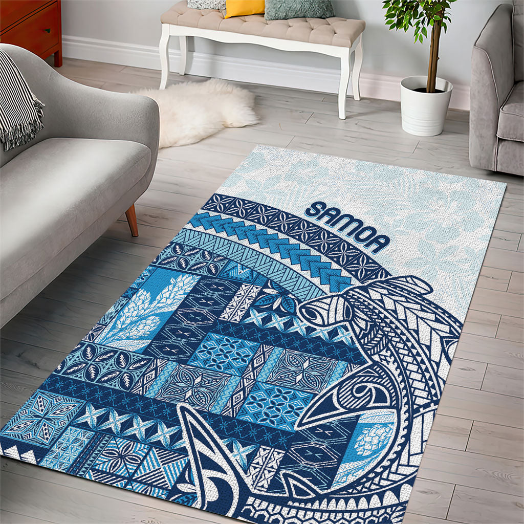 Samoa Mamanu Siapo Royal Blue Area Rug Tatau Malie LT7 - Polynesian Pride