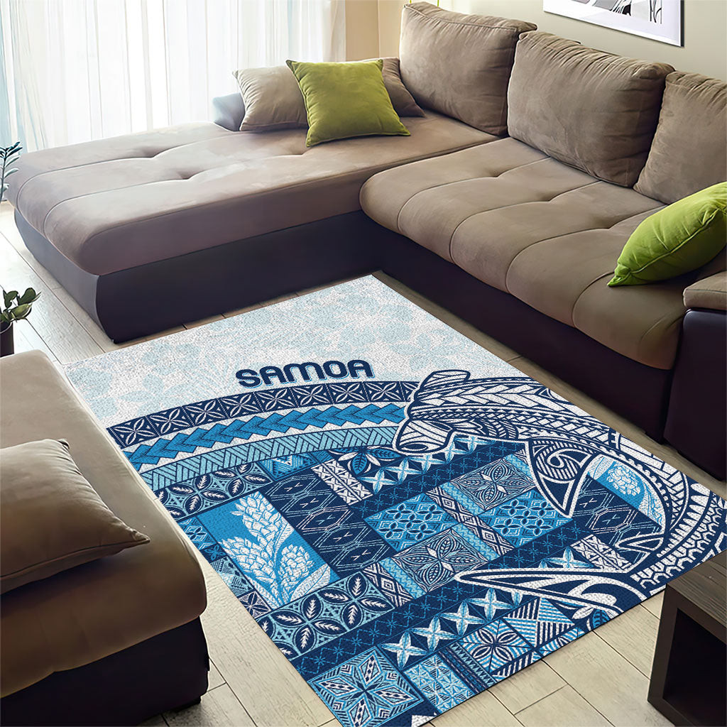Samoa Mamanu Siapo Royal Blue Area Rug Tatau Malie LT7 - Polynesian Pride