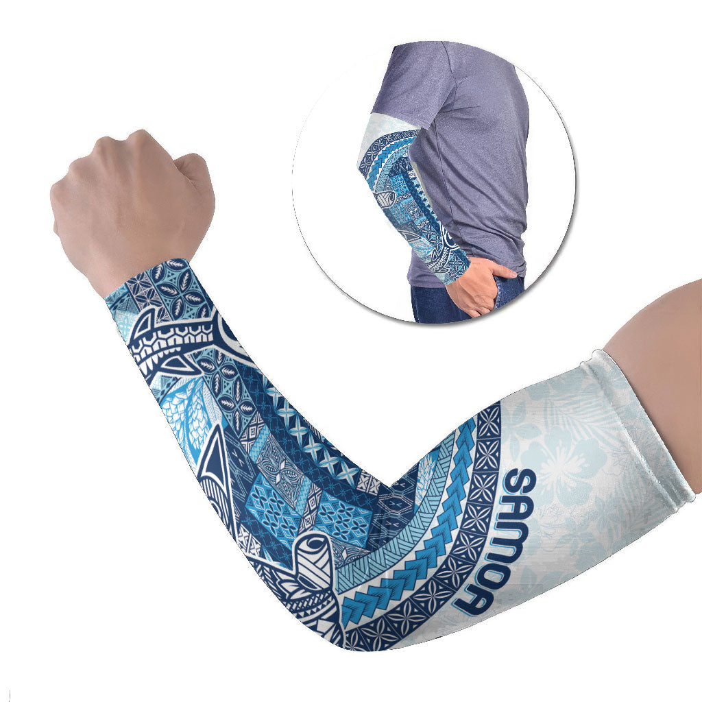 Samoa Mamanu Siapo Royal Blue Arm Sleeves Tatau Malie LT7 Set of 2 Royal Blue - Polynesian Pride