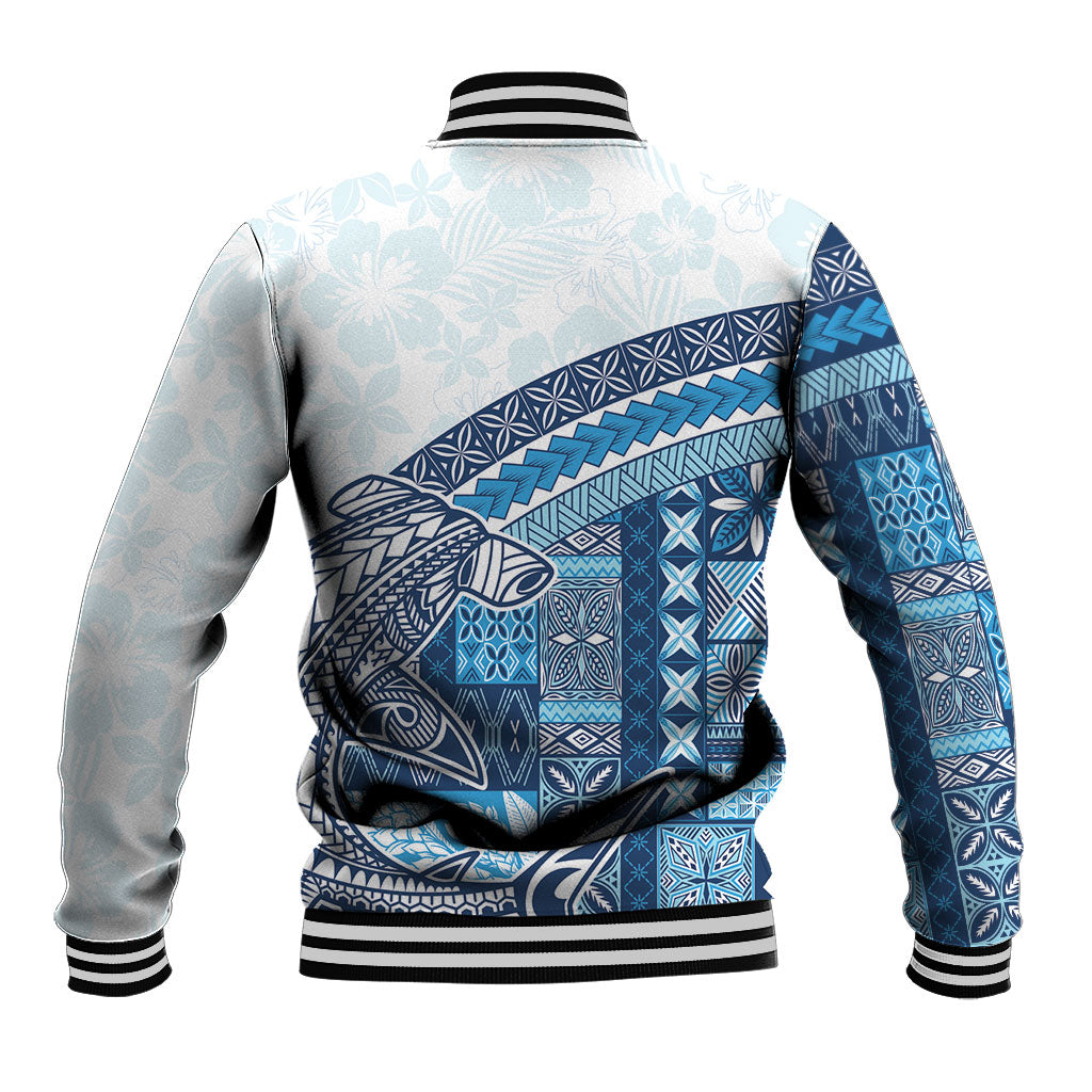 Samoa Mamanu Siapo Royal Blue Baseball Jacket Tatau Malie LT7 - Polynesian Pride