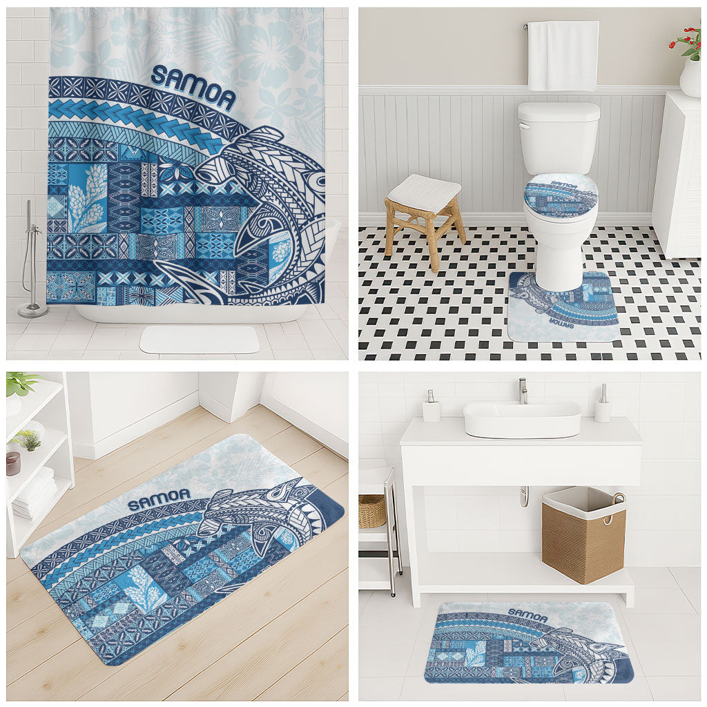Samoa Mamanu Siapo Royal Blue Bathroom Set Tatau Malie LT7 - Polynesian Pride