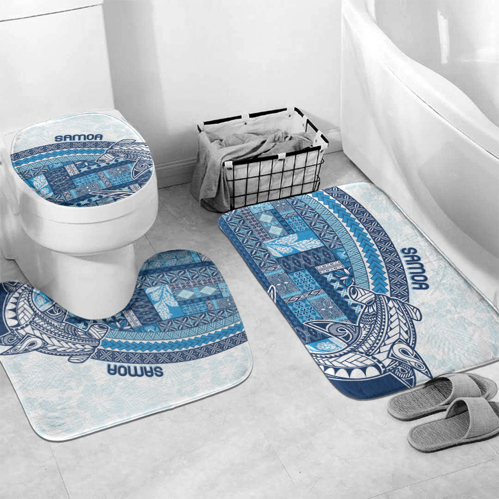 Samoa Mamanu Siapo Royal Blue Bathroom Set Tatau Malie LT7 Mat Set Only (3 pcs) One Size Royal Blue - Polynesian Pride