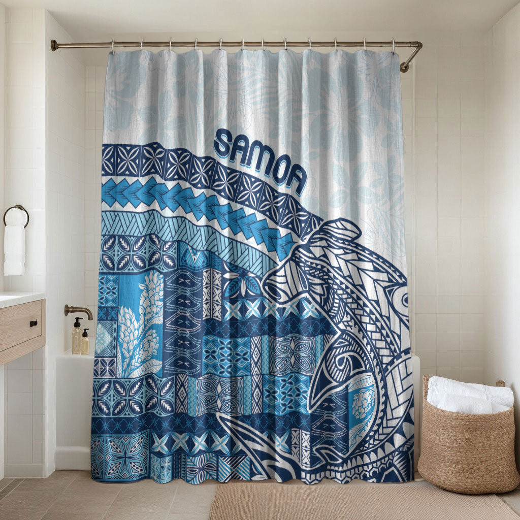Samoa Mamanu Siapo Royal Blue Bathroom Set Tatau Malie LT7 Shower Curtain Only Royal Blue - Polynesian Pride