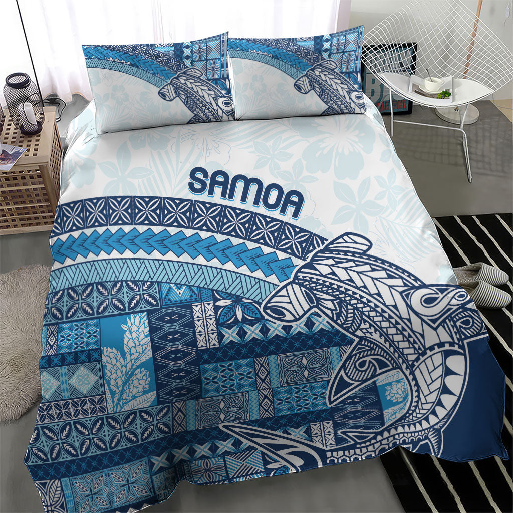 Samoa Mamanu Siapo Royal Blue Bedding Set Tatau Malie LT7 - Polynesian Pride