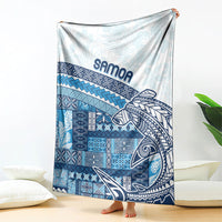 Samoa Mamanu Siapo Royal Blue Blanket Tatau Malie LT7 - Polynesian Pride